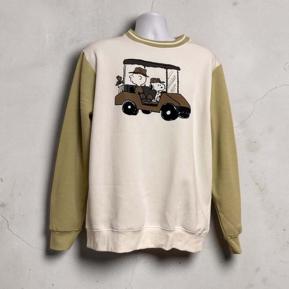 Peanuts Sweatshirt Size L Charlie Brown Snoopy Golf Cart